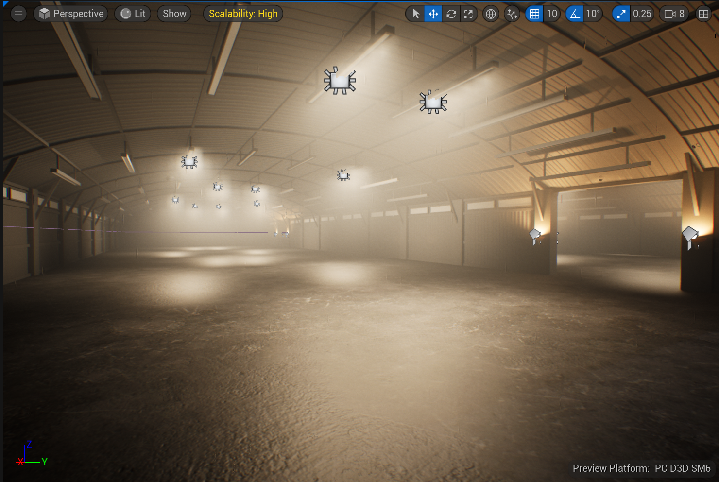 Warehouse interior lighting pass